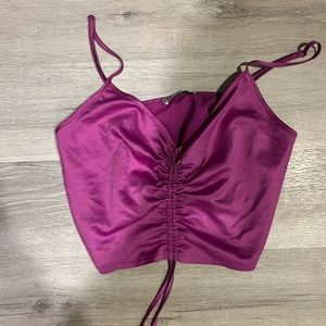 Zara satin magenta crop top